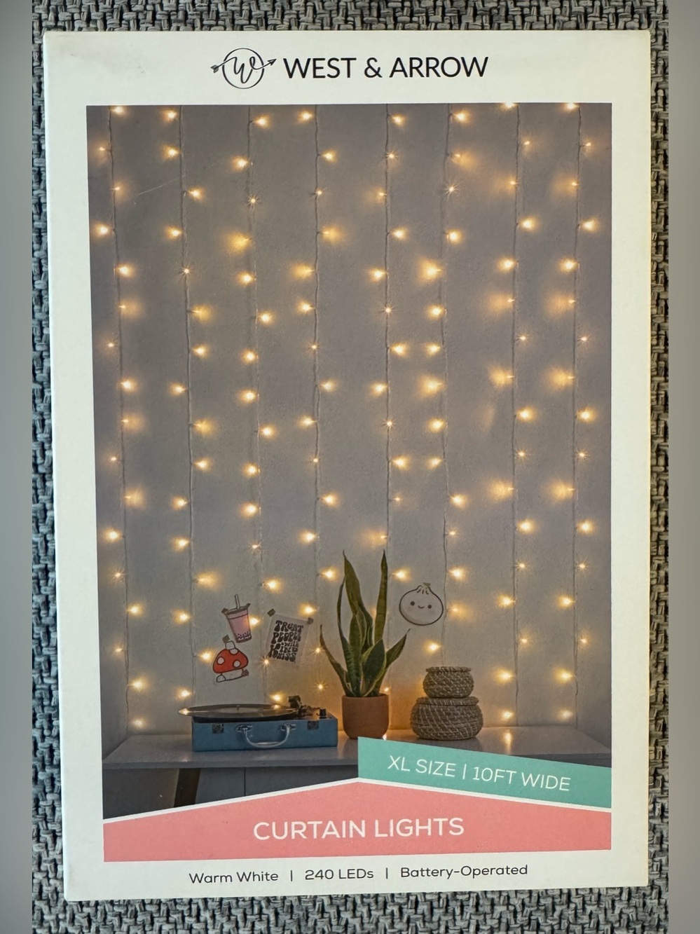 West & Arrow XL LED Curtain String Lights | 240 Warm White LEDs | NEW Sealed